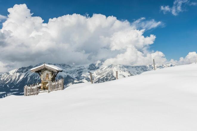 Scheffau_Brandstadl Gipfelkreuz Winterrunde_Wilder Kaiser