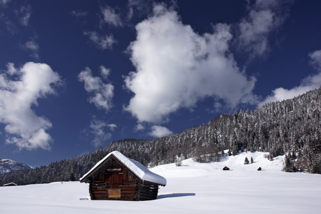 Ortsteil Gerold bei Krün im Winter