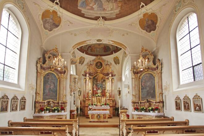 Kirche St. Sebastian in Krün von innen