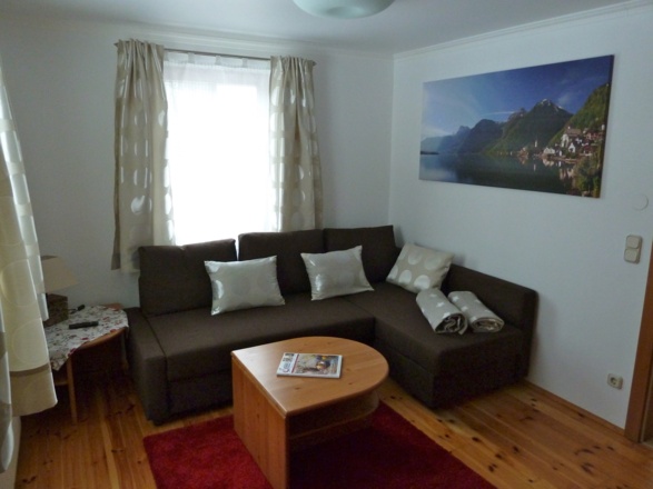 Wohnzimmer mit Ausziehcouch 4-6 Personen Apartment
