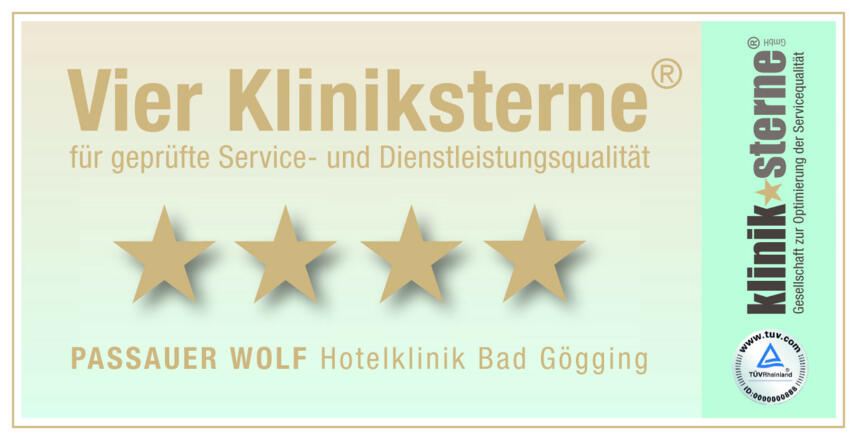 Die Hotelklinik Bad Gögging ist mit 4 Kliniksternen zertifiziert