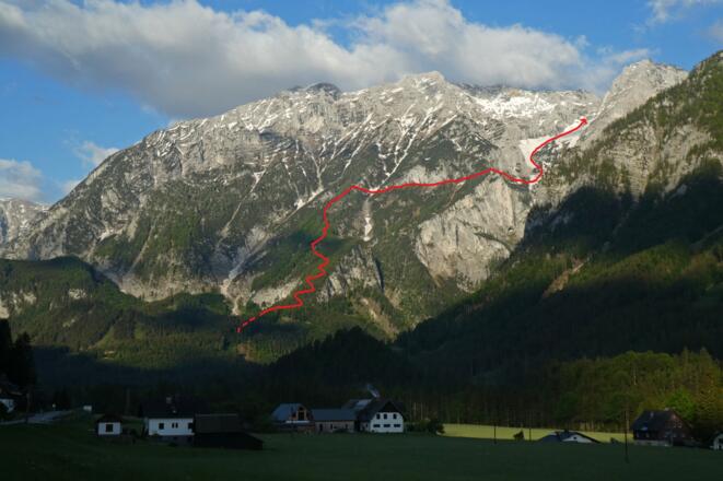 Zustiegslinie zum Brentnerkar mit Querung über der „Schoißmauer“