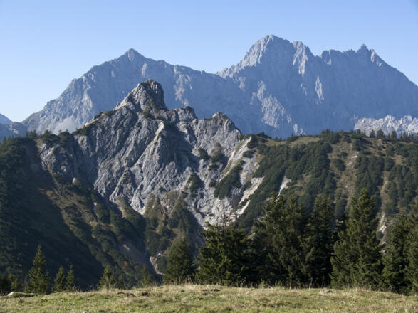 Gipfelschau vom Hochalplkopf zu Rappen(klamm)spitze und Wörner