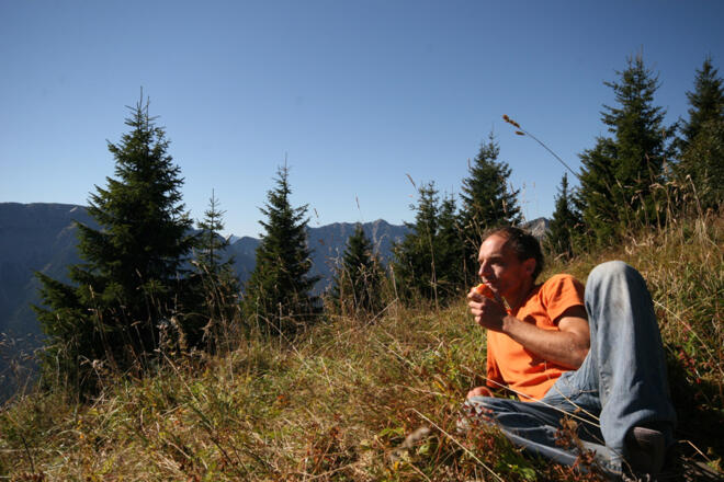 Pause an der Brunnenkopfhütte