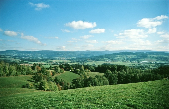 Blick vom höchsten Punkt in den Vorderen Bayerischen Wald