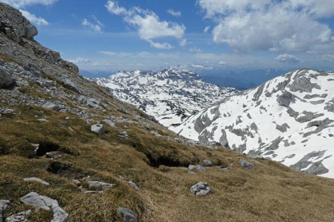 Blick vom Sattel oberhalb des Brentnerkars in Richtung Dachstein