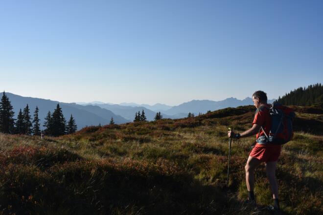Am Kamm über der Bochumer Hütte (Etappe 2), Blick Richtung Kaiser