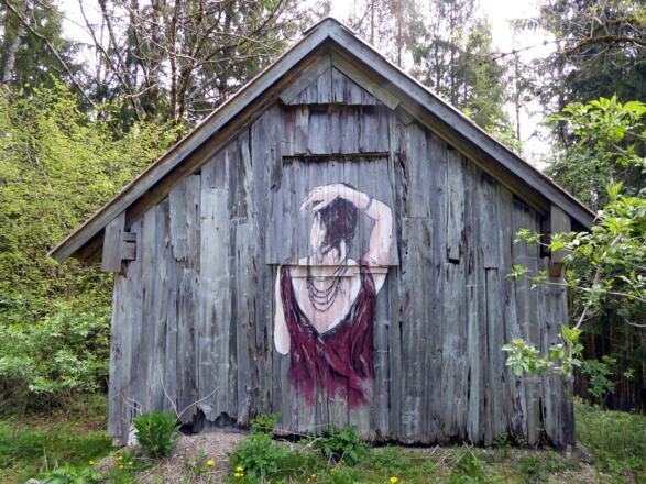 Ein vergängliches Graffiti des Künstlerduos Jana & JS aus dem Jahr 2018.
