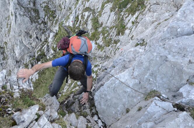 Eine der schwierigsten Stellen am Hochthron-Südgrat
