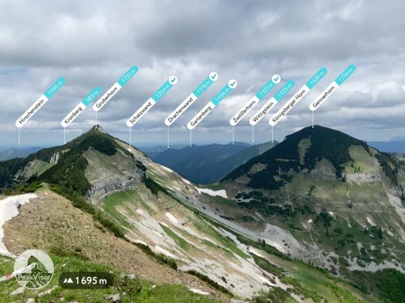 Blick vom Dürlstein Richtung Gruberhorn, der Weg am Grat entlang ersichtlich