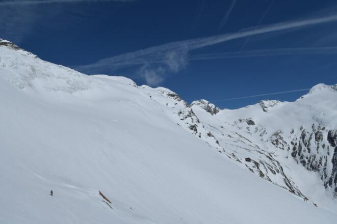 Anstieg zum Mittl. Maurerkeeskopf, Blick auf Gr. Geiger