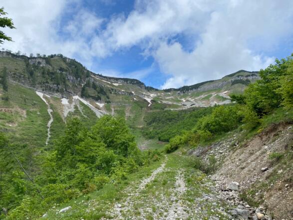 Blick aus dem Schneidhofgraben auf Dürlstein, Schaflucke und Gruberhorn