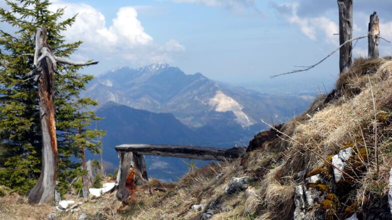 Bankerl, Nordgipfel 1502m mit Kremsmauer u. Kalksteinbruch Steyrling