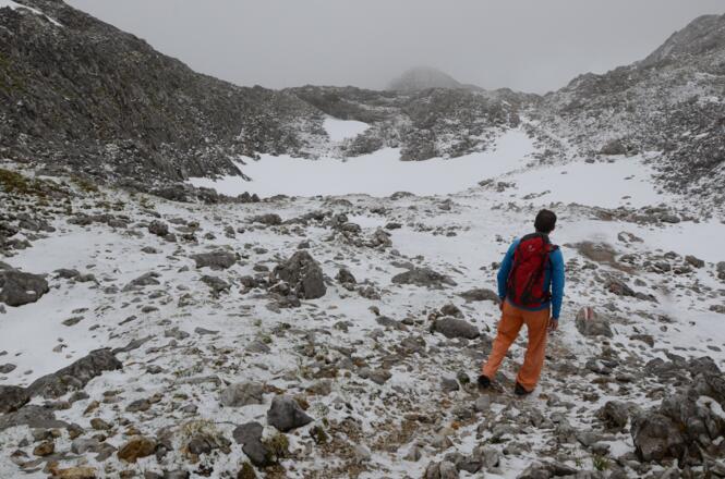 Bei Schnee und Nebel wird's wild im Tennengebirge.
