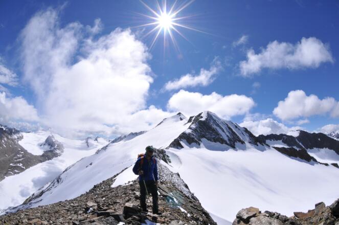 Abstieg vom Schalfkogel über den Grat Richtung Firmisanschneide