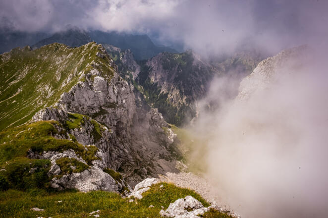 Blick vom Kenzensattel in Richtung Tegelberghaus
