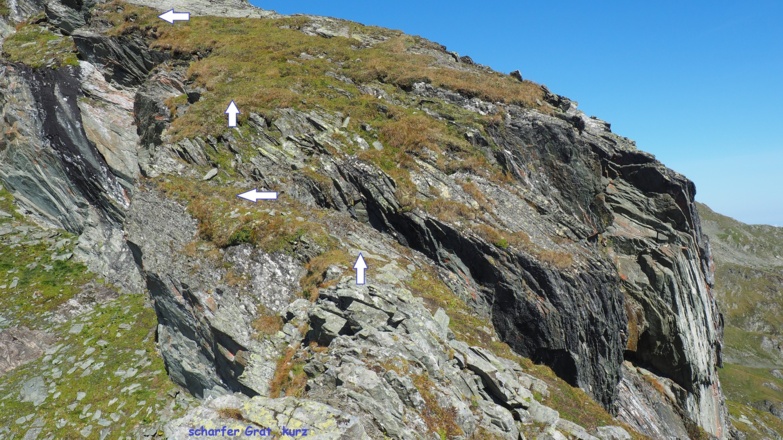 Grat um 2550m erreicht, links rauf