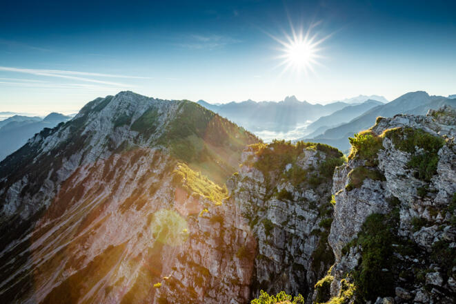 Der Blick in Richtung Kühgundkopf, im Hintergrund das Tannheimer Tal