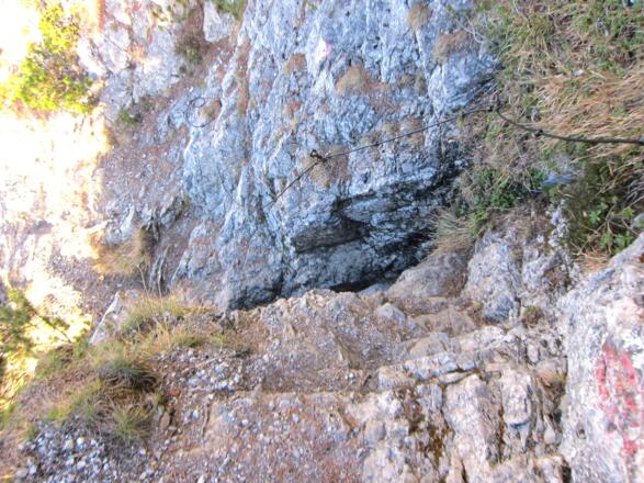 einige Meter versichert am Weg zum Thaurer Zunterkopf