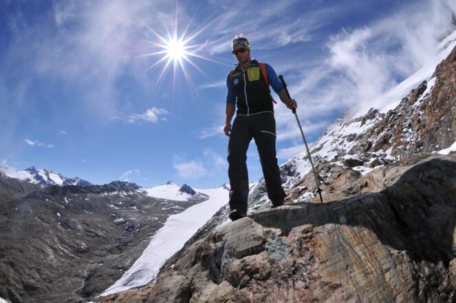 Abstieg vom Schalfkogel, Blick auf Gurgler Ferner und Hohe Wilde