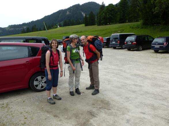 Am Parkplatz am Aufstieg zum Gimpelhaus