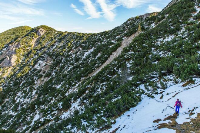 Abstieg auf der Nordseite des Grats