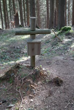 Wer den Wurberg ersteigt, kommt zum kleinen Gipfelkreuz und zu einem großen Handymast.