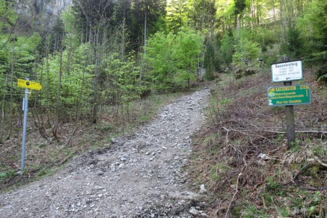 Abzweigung zum Gassner-Steig auf die Hohe Scharte