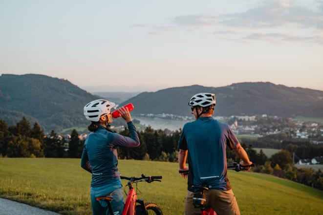 Radtour Donauradweg Blick auf Grein Perg