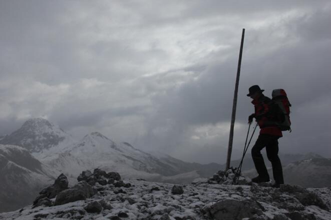 Morgens an der Markierungsstange