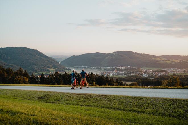 Radtour Donauradweg Blick auf Grein Perg