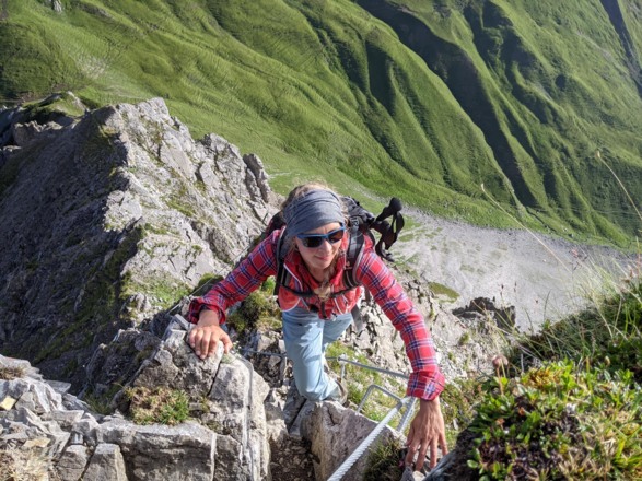 Kurze Klettersteigstelle am Nordgrat