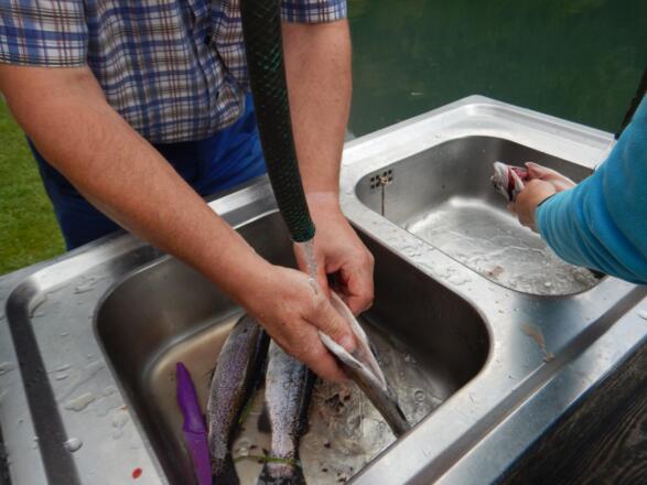 Fischen beim Fischteich in Gosau