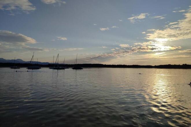 Abendstimmung am Badeplatz Ecking am Simssee