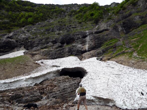Die Eiskapelle auf der Nordseite des Wieserhörndls im Juni 2022.
