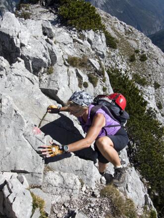 Schon beim Aufstieg muss man kräftig zupacken.