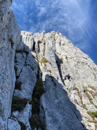 Blick auf die ersten Klettersteigmeter direkt nach dem "Einstiegseck"