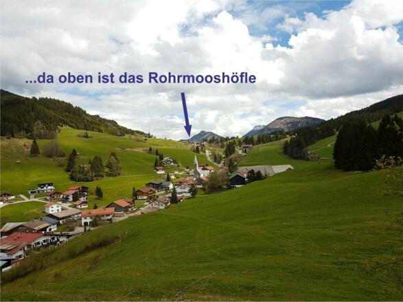 Blick auf den Ort Jungholz, das Rohrmooshöfle ist ganz oben (nicht im Bild zu sehen)