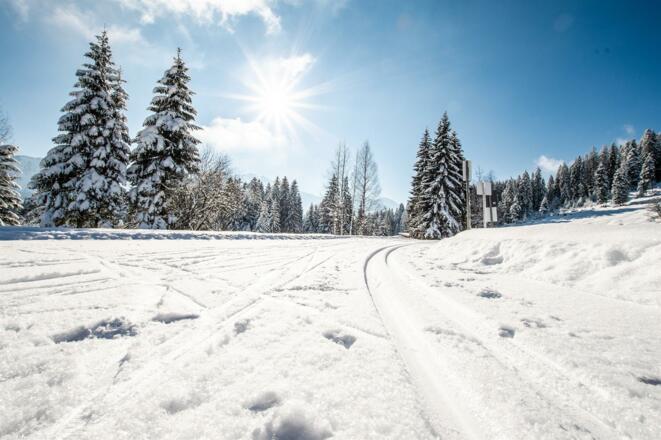 Die Loipe startet direkt am Hotel am Hörnlepass