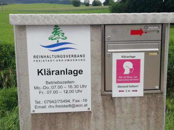 Eingangsschild Kläranlage Freistadt