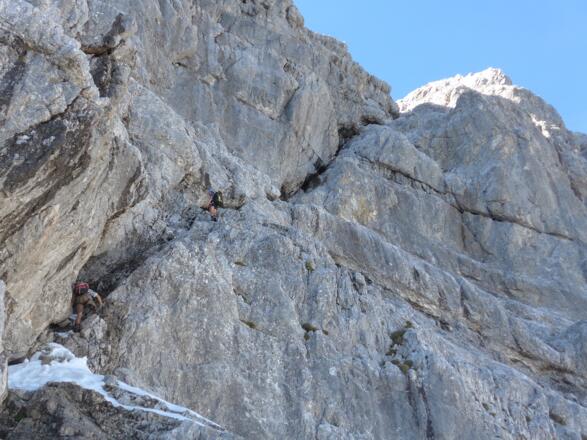 Unverkennbar und hübsch zu klettern: die Ausstiegskamine