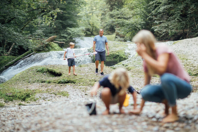 Die durch das Wasser geprägte Landschaft des Eistobels