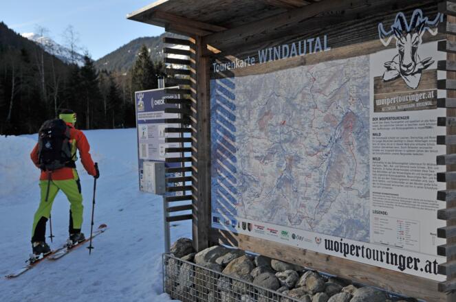 Parkplatz beim Ghs. Steinberg: Tourenkarte Windautal