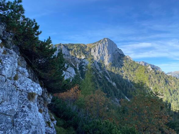 Im oberen Teil, mit Blick auf den Aberfeldkogel und HTL-Wels Klettersteig