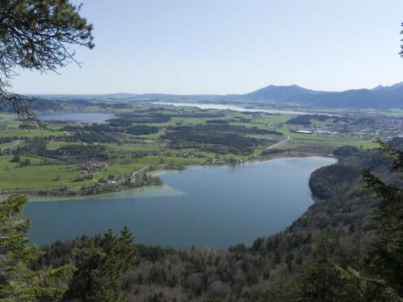 Der Vierseenblick vom Zirmgrat auf drei Seen: Weißensee, Hopfensee und Forggensee