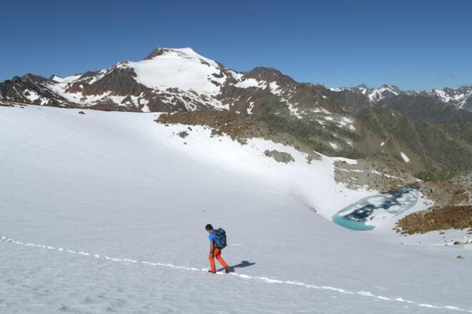 Abstieg vom Aperen Feuerstein, Blick auf Wilder Freiger