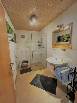 WC und Dusche im Doppelzimmer