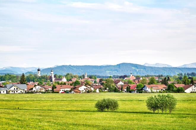 Blick auf Isny im Allgäu vom Isny Oval