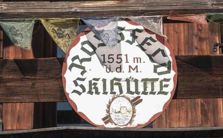 Hüttentafel der Rossfeld Skihütte