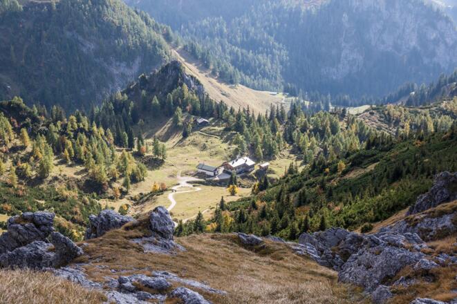 Blick hinunter zum Schneibsteinhaus